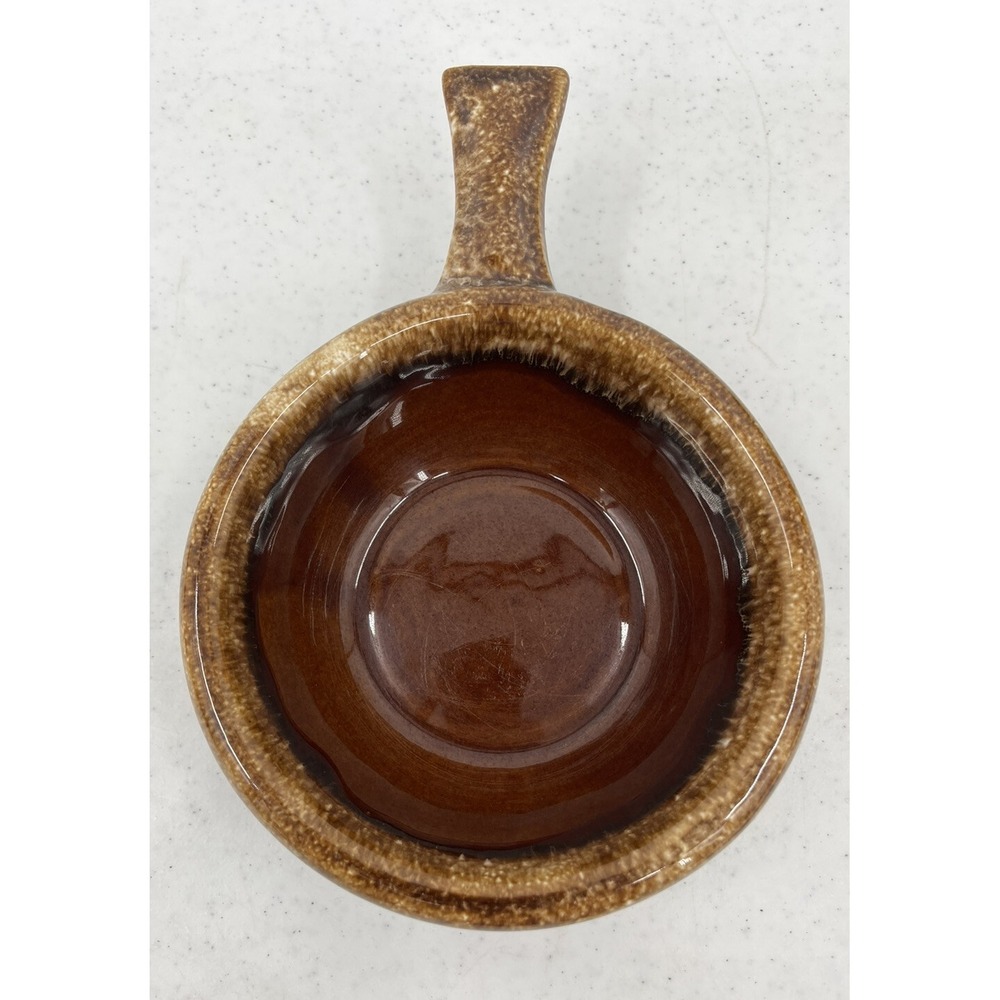 Vintage Hull Brown Drip Soup Chili Bowl With Handle Oven Proof